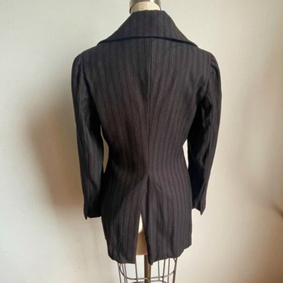 Vintage 90's ROMEO GIGLI Wool Brown Pin-stripe Blazer - Picture 3 of 8